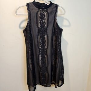 Love Fire Elegant Black Lace Sleeveless Dress Size S